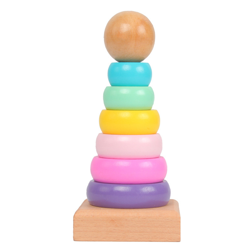 Kids Toys 2 Year Old - Mainan kayu Ferrule menara pelangi anak-anak