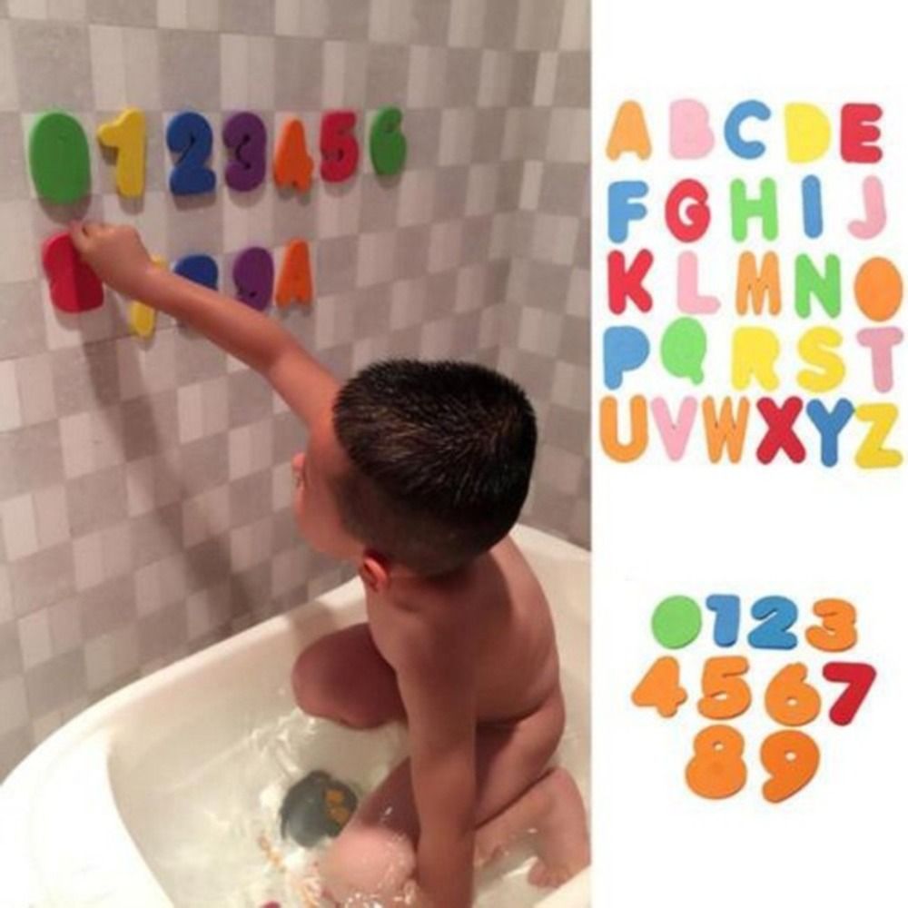 Bath Letter Number Foam - 36 pcs Stiker Permainan untuk Unisex,