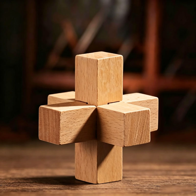Wooden Puzzle Kids - Teka-teki Kayu Interlocking Mudah Dibongkar, Puzzle