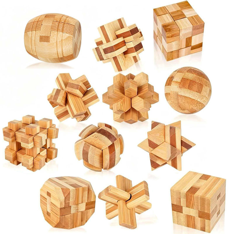 Wooden Puzzle Kids - Puzzle Kunci Lu Ban Bambu 4.5CM