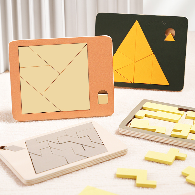Wooden Puzzle Kids - Teka-teki Jigsaw Puzzle geometris kayu tantangan