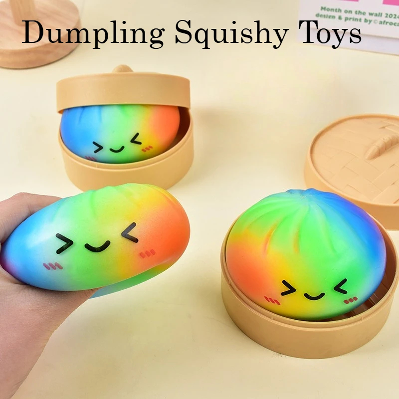Kids Toys Dumplings - Mainan Squishy Pangsit Warna Pelangi dengan