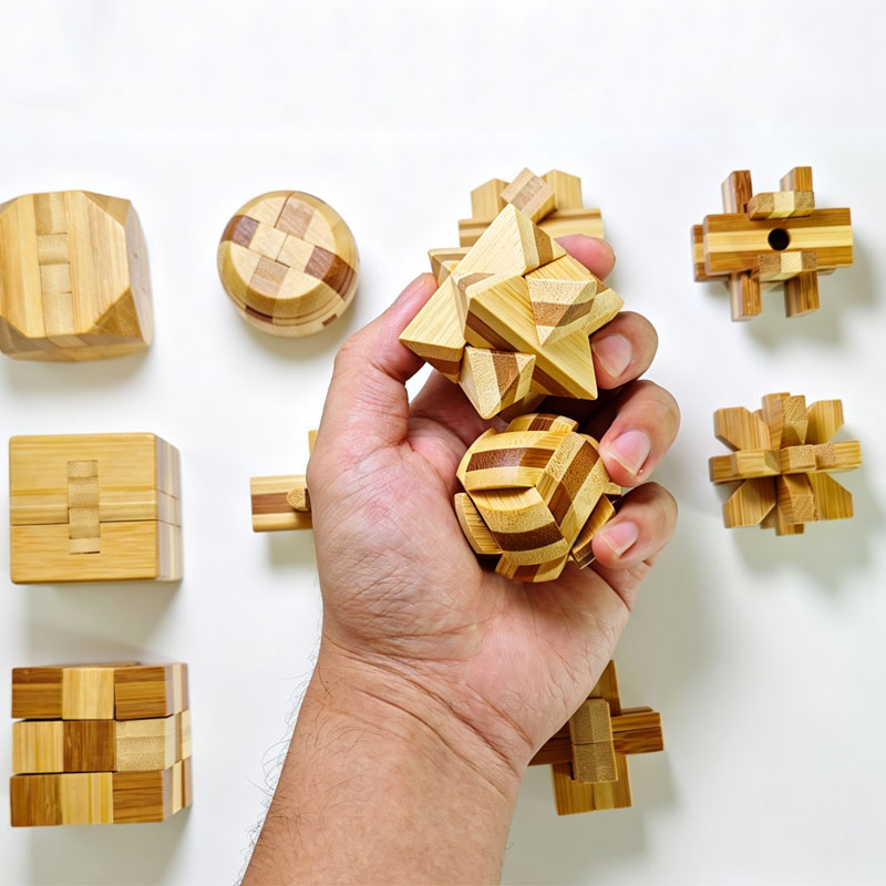 Puzzle Kunci Lu Ban Bambu 4.5C - Wooden Puzzle Kids ulasan dan harga