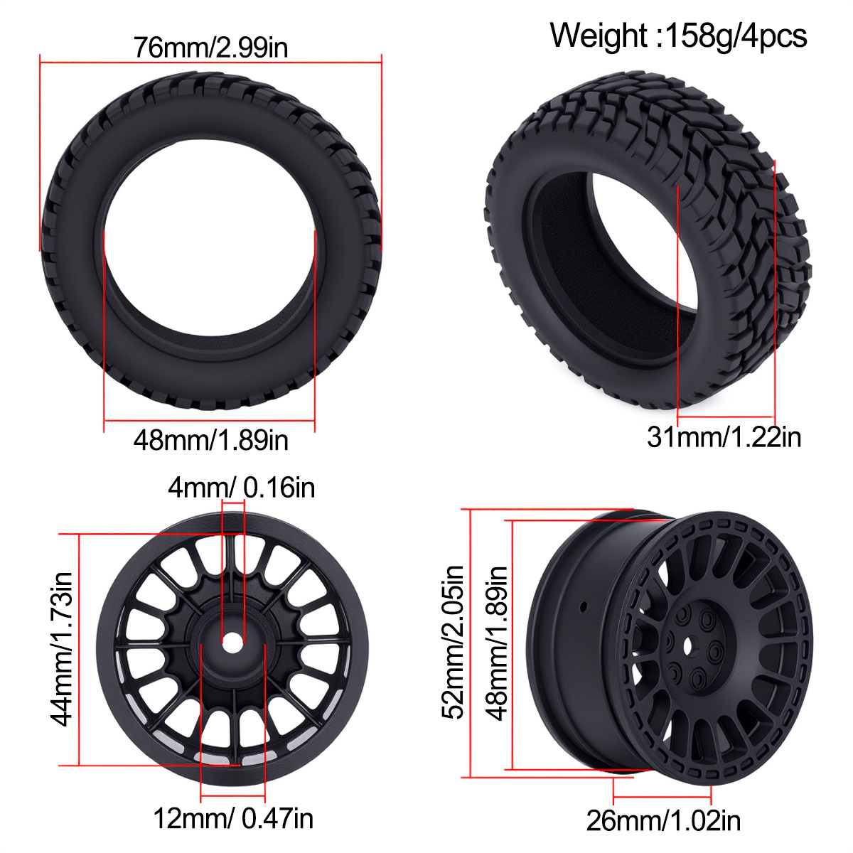 Ban Rally Karet Plastik 1.9 in - Tamiya Model Rc Car ulasan dan harga