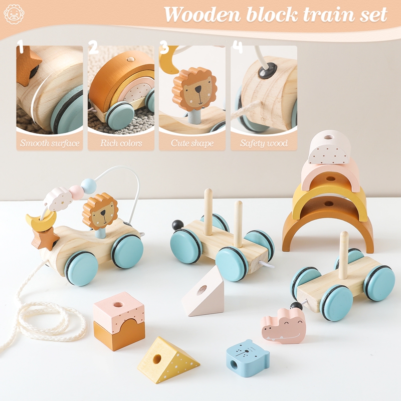Mainan hewan blok kereta kayu  - Kids Toys 2 Year Old ulasan dan harga